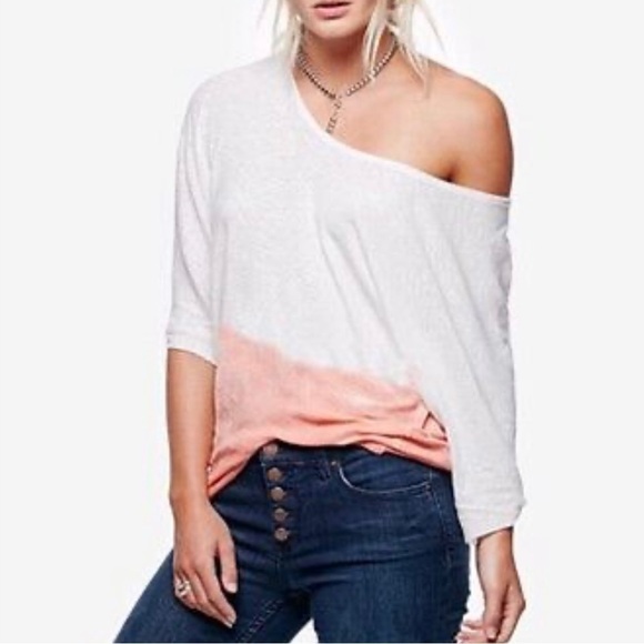 NWOT Free People WE THE FREE Linen Strawberry Ombré Tee - Picture 6 of 11